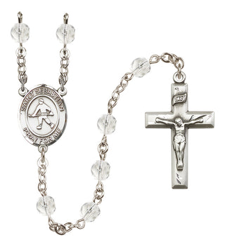 Silver-Plated 6mm Saint Sebastian/Field Hockey Rosary