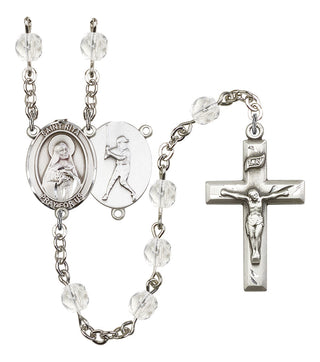 Saint Rita and Baseball Rosary with Crystal Beads