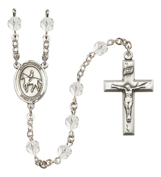 Silver-Plated 6mm Saint Kateri/Equestrian Rosary
