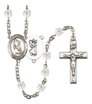Saint Christopher and Rugby Rosary with Crystal Beads