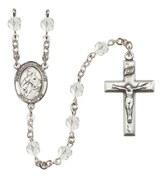 Silver Plated 6mm Fire Polished Saint Maria Goretti Rosary in Crystal