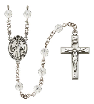 Silver Plated 6mm Fire Polished Saint Nino de Atocha Rosary in Crystal