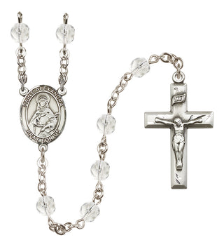 Silver Plated 6mm Fire Polished Saint Alexandra Rosary in Crystal