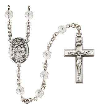 Silver Plated 6mm Fire Polished Holy Family Rosary in Crystal