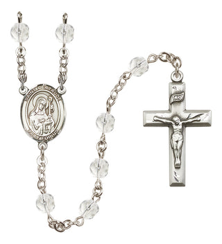 Silver Plated 6mm Fire Polished Saint Gertrude of Nivelles Rosary in Crystal