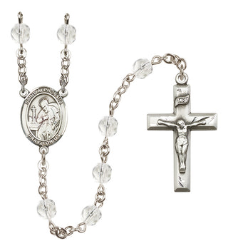 Silver Plated 6mm Fire Polished Saint Alphonsus Rosary in Crystal