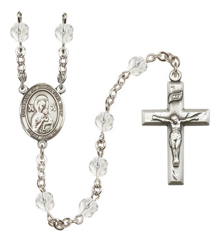 Silver Plated 6mm Fire Polished Our Lady of Perpetual Help Rosary in Crystal