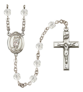 Silver Plated 6mm Fire Polished Saint Victor of Marseilles Rosary in Crystal
