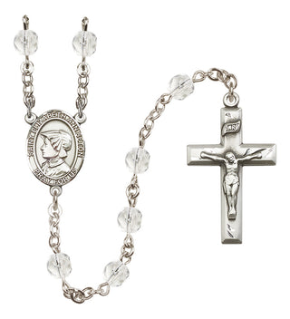 Silver Plated 6mm Fire Polished Saint Elizabeth Ann Seton Rosary in Crystal