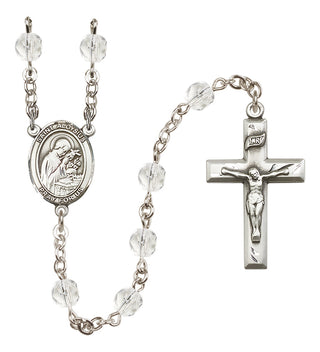 Silver Plated 6mm Fire Polished Saint Aloysius Gonzaga Rosary in Crystal