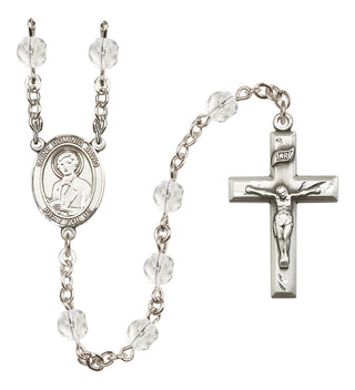 Silver Plated 6mm Fire Polished Saint Dominic Savio Rosary in Crystal