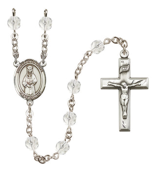 Silver Plated 6mm Fire Polished Our Lady of Hope Rosary in Crystal