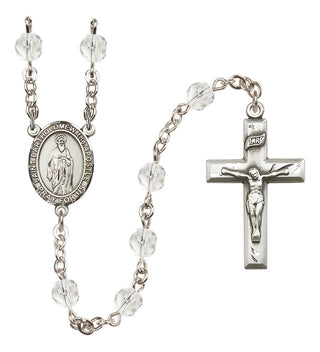 Silver Plated 6mm Fire Polished Saint Bartholomew the Apostle Rosary in Crystal