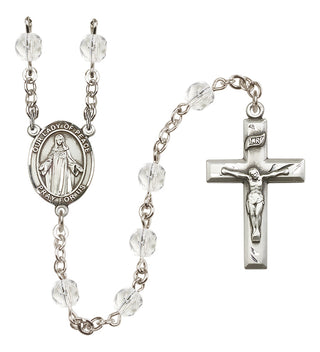 Silver Plated 6mm Fire Polished Our Lady of Peace Rosary in Crystal