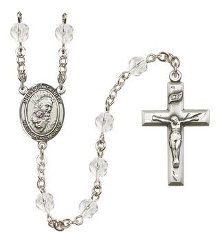 Silver Plated 6mm Fire Polished Blessed Trinity Rosary in Crystal