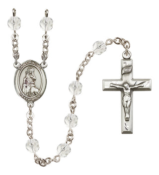 Silver Plated 6mm Fire Polished Saint Rachel Rosary in Crystal