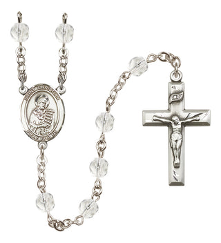 Silver Plated 6mm Fire Polished Saint Christian Demosthenes Rosary in Crystal