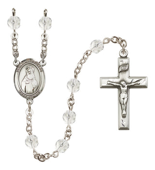 Silver Plated 6mm Fire Polished Saint Hildegard von Bingen Rosary in Crystal