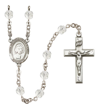 Silver Plated 6mm Fire Polished Saint John Baptist de la Salle Rosary in Crystal