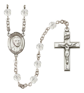 Silver Plated 6mm Fire Polished Saint Eugene de Mazenod Rosary in Crystal