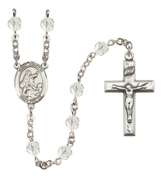 Silver Plated 6mm Fire Polished Saint Colette Rosary in Crystal