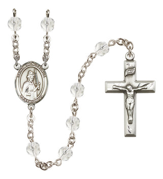 Silver Plated 6mm Fire Polished Saint Wenceslaus Rosary in Crystal
