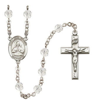Silver Plated 6mm Fire Polished Saint John Vianney Rosary in Crystal