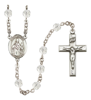 Silver Plated 6mm Fire Polished Saint Walter of Pontoise Rosary in Crystal