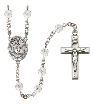 Silver Plated 6mm Fire Polished Virgen de la Merced Rosary in Crystal