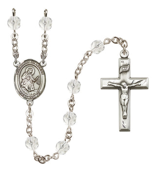 Silver Plated 6mm Fire Polished Our Lady of Mercy Rosary in Crystal