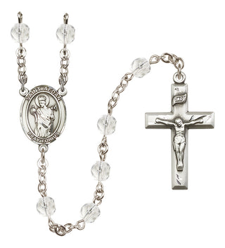 Silver Plated 6mm Fire Polished Saint Aedan of Ferns Rosary in Crystal