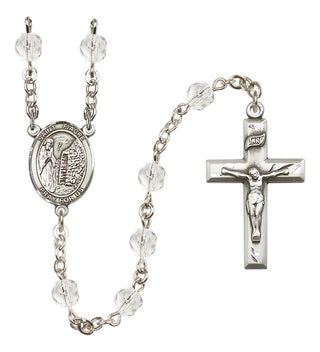 Silver-Plated 6mm Saint Fiacre  Engraved Catholic Rosaries