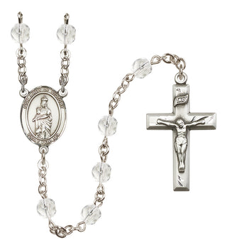 Silver Plated 6mm Fire Polished Our Lady of Victory Rosary in Crystal