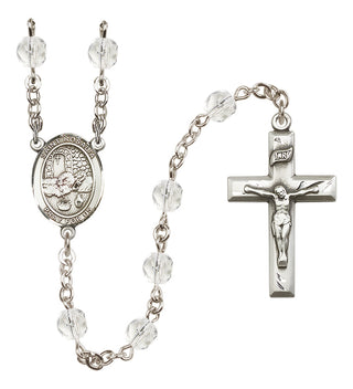 Silver Plated 6mm Fire Polished Saint Rosalia Rosary in Crystal