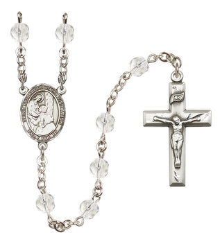 Silver Plated 6mm Fire Polished Saint Elizabeth of the Visitation Rosary in Crystal