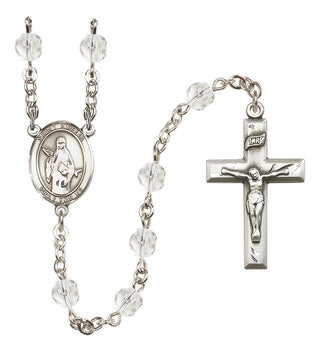 Silver Plated 6mm Fire Polished Saint Amelia Rosary in Crystal