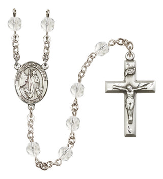 Silver Plated 6mm Fire Polished Saint Anthony of Egypt Rosary in Crystal