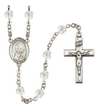 Silver Plated 6mm Fire Polished Saint Gianna Beretta Molla Rosary in Crystal