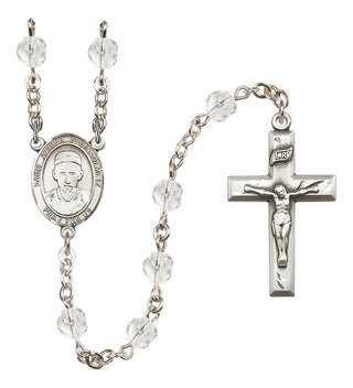Silver Plated 6mm Fire Polished Saint Joseph Freinademetz Rosary in Crystal