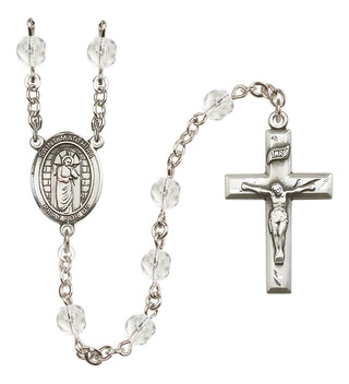 Silver Plated 6mm Fire Polished Saint Matthias the Apostle Rosary in Crystal