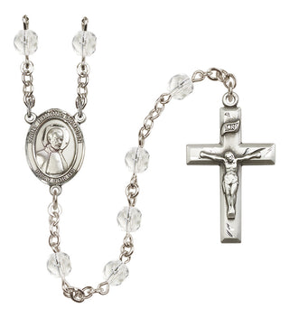 Silver Plated 6mm Fire Polished Saint Edmund Campion Rosary in Crystal