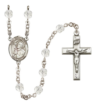 Silver Plated 6mm Fire Polished Saint Rene Goupil Rosary in Crystal