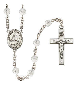 Silver Plated 6mm Fire Polished Saint Catherine of Sweden Rosary in Crystal