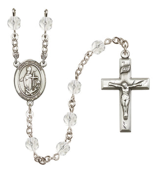 Silver Plated 6mm Fire Polished Saint Clement Rosary in Crystal
