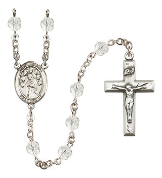 Silver Plated 6mm Fire Polished Saint Felicity Rosary in Crystal