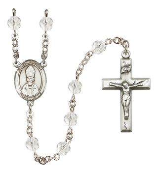 Silver Plated 6mm Fire Polished Saint Anselm of Canterbury Rosary in Crystal