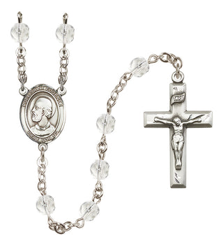 Silver Plated 6mm Fire Polished Pope Saint Eugene I Rosary in Crystal