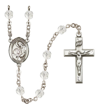 Silver Plated 6mm Fire Polished Saint Paula Rosary in Crystal