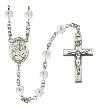 Silver-Plated 6mm Saint Edwin  Engraved Catholic Rosaries