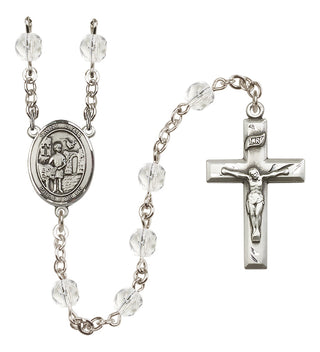 Silver Plated 6mm Fire Polished Saint Vitus Rosary in Crystal